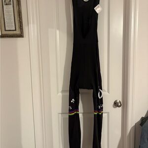 Men's Black Cycling Bib Shorts with Rainbow Accents Brand New